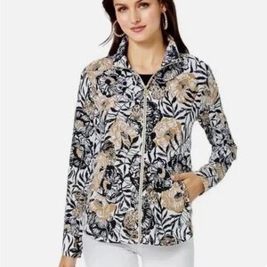🆕XL Lilly Pulitzer LEONA UPF 50+ ZIP-UP ONYX PEONY PARTY 🖤